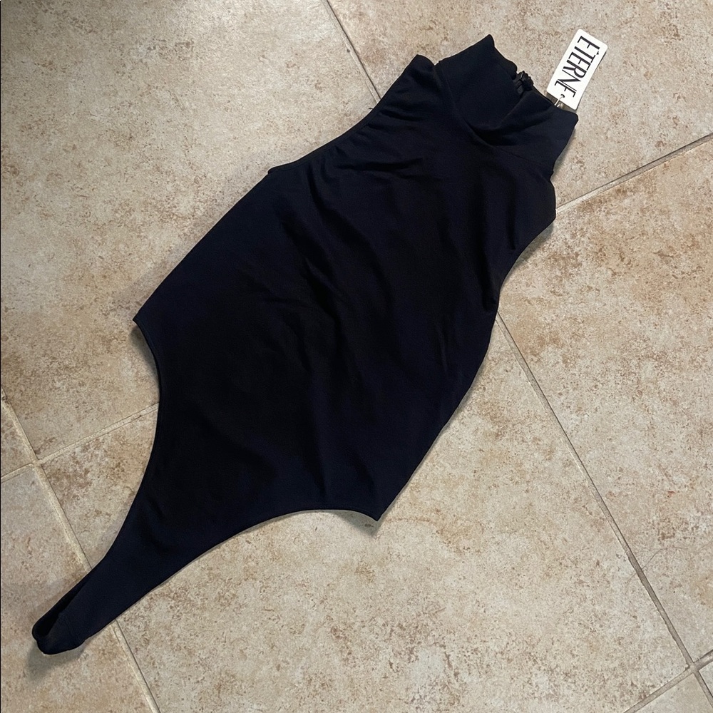 NWT ETERNE SLEEVELESS TURTLENECK BODYSUIT BLACK M/L - Picture 6 of 9